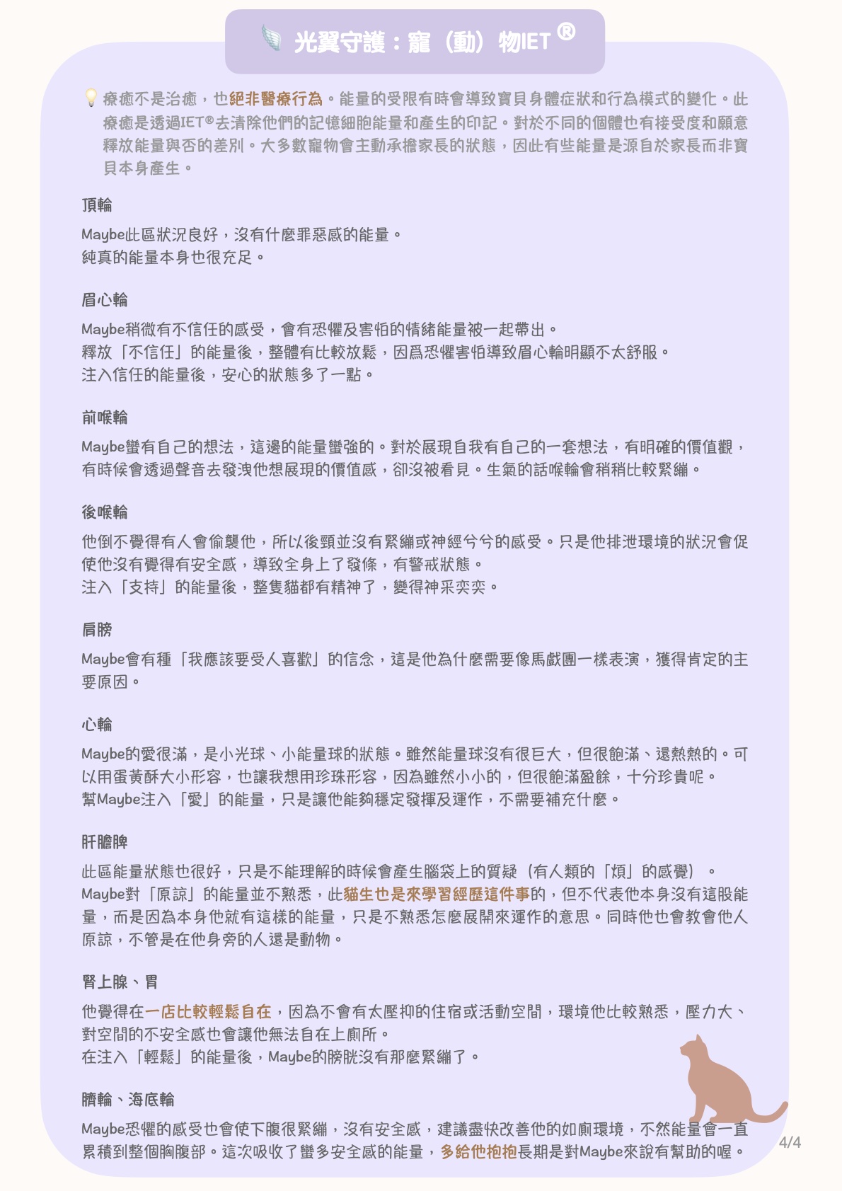 寵物溝通療癒報告範例 第 4 頁